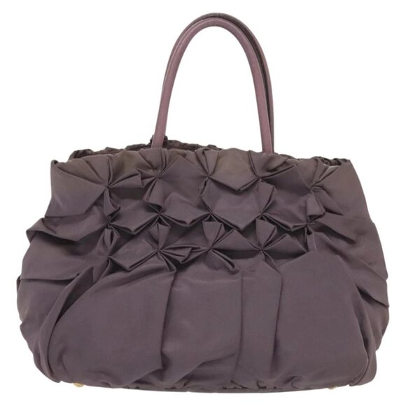 PRADA Hand Bag Nylon Purple Gold Auth 137586 - Picture 2 of 16